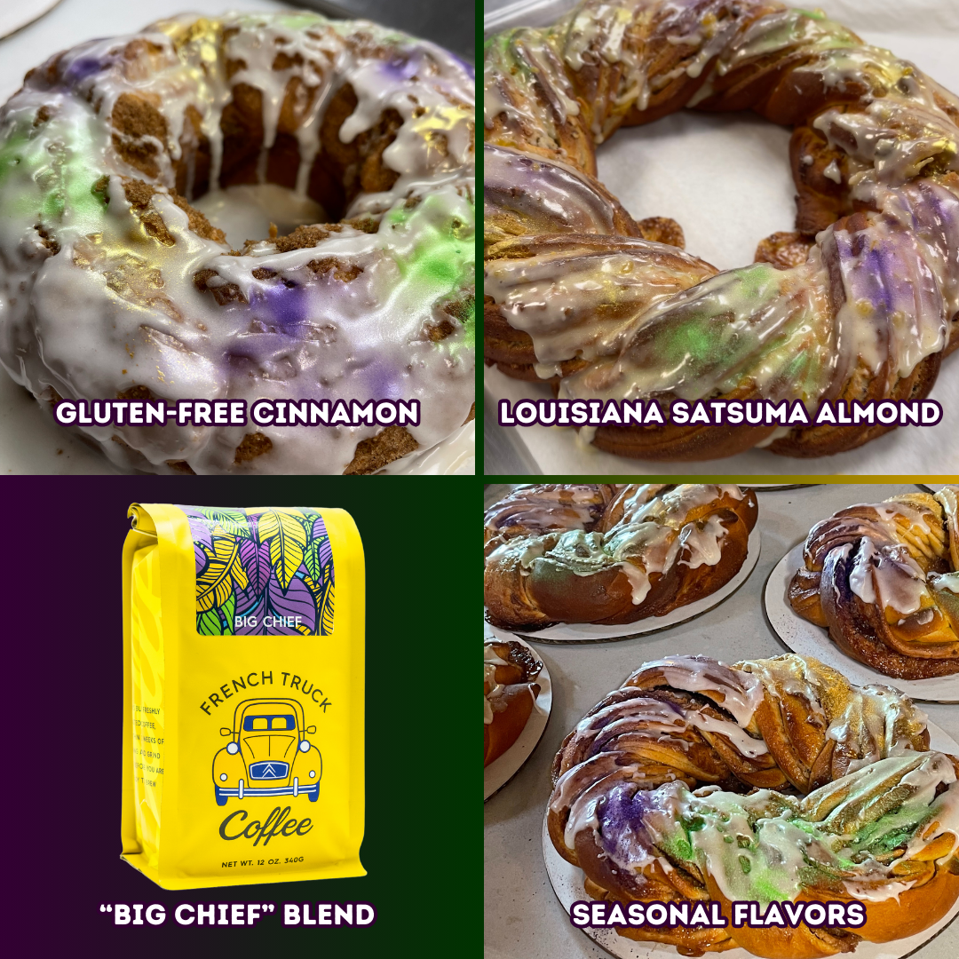 Classic King Cakes + French Truck Coffee's "Big Chief" whole-bean blend