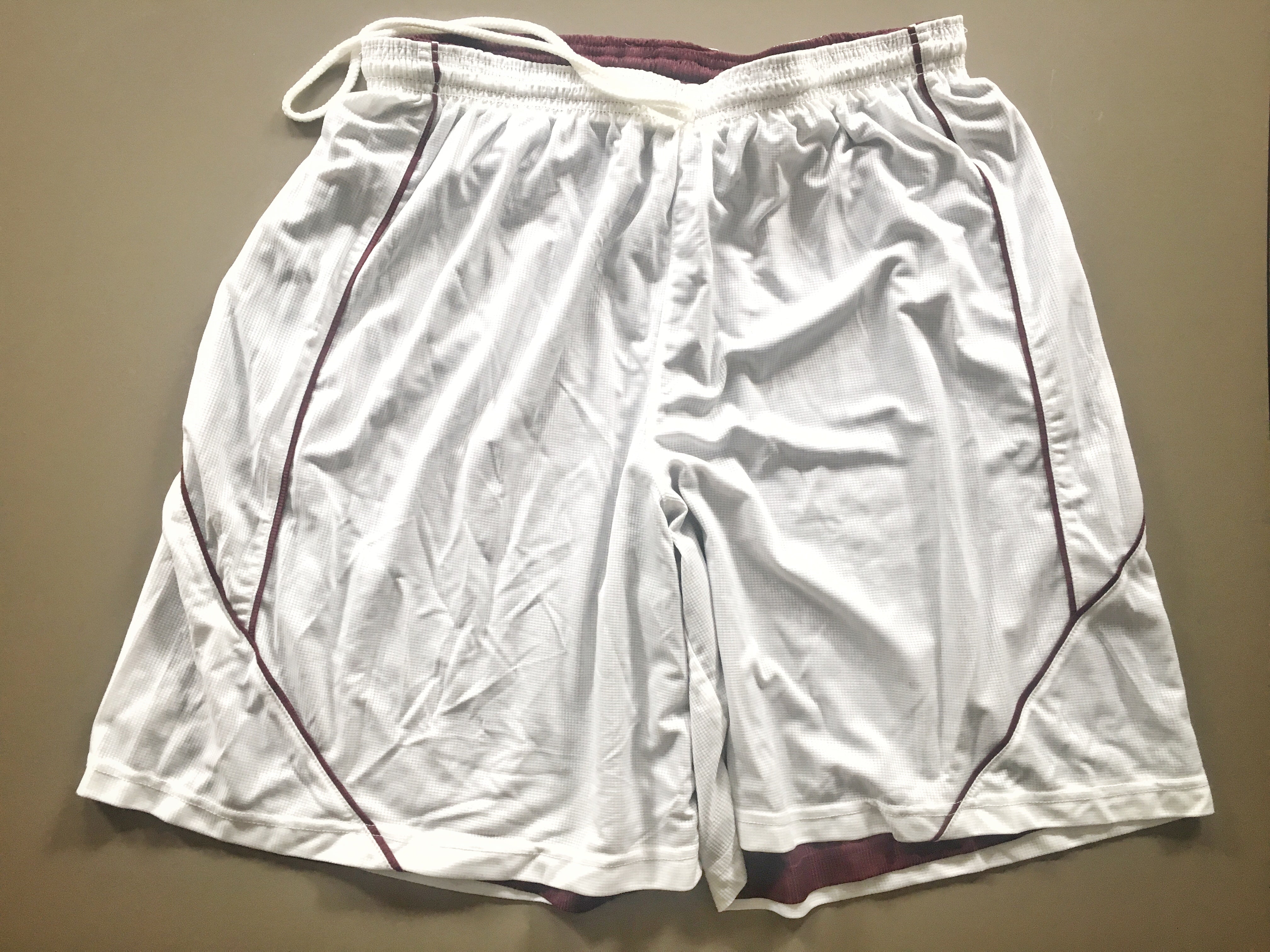 Shorts (maroon/white or black/white, reversible, knee-length)