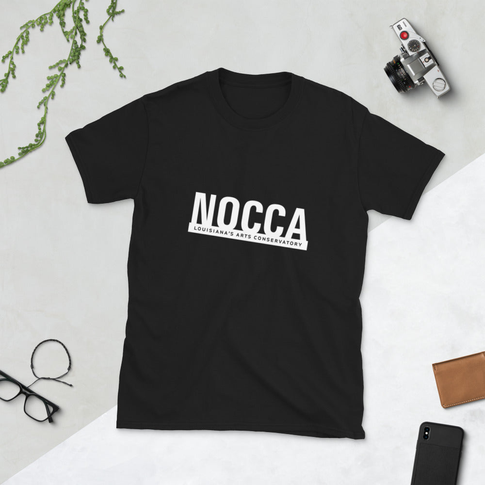 Short-sleeve unisex NOCCA t-shirt (light on dark background)